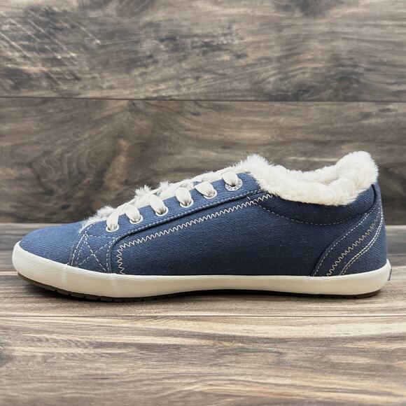 NIB Taos Footwear 8.5W WIDE Starline Canvas Faux Fur Sneakers - Picture 5 of 11